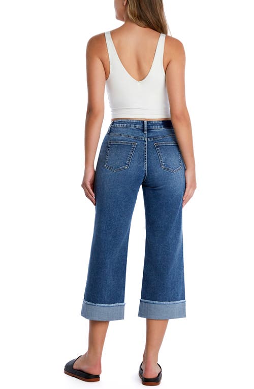 Hint Of Blu Cuffed Ankle Wide Leg Jeans In Chalk Blue