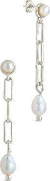 Sterling Forever Fayelynn Cultured Pearl Chain Drop Earrings