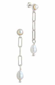 Sterling Forever Fayelynn Cultured Pearl Chain Drop Earrings