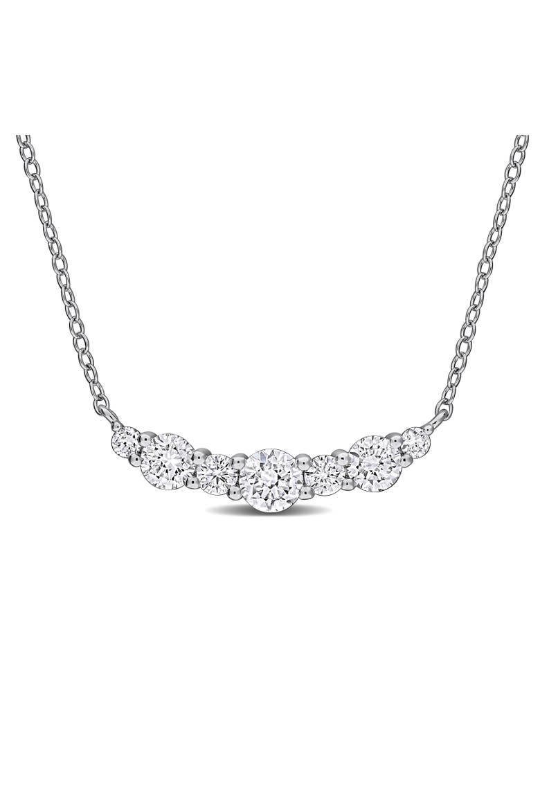 Lab-Grown Diamond Curved Bar Necklace, Main, color, Sterling Silver