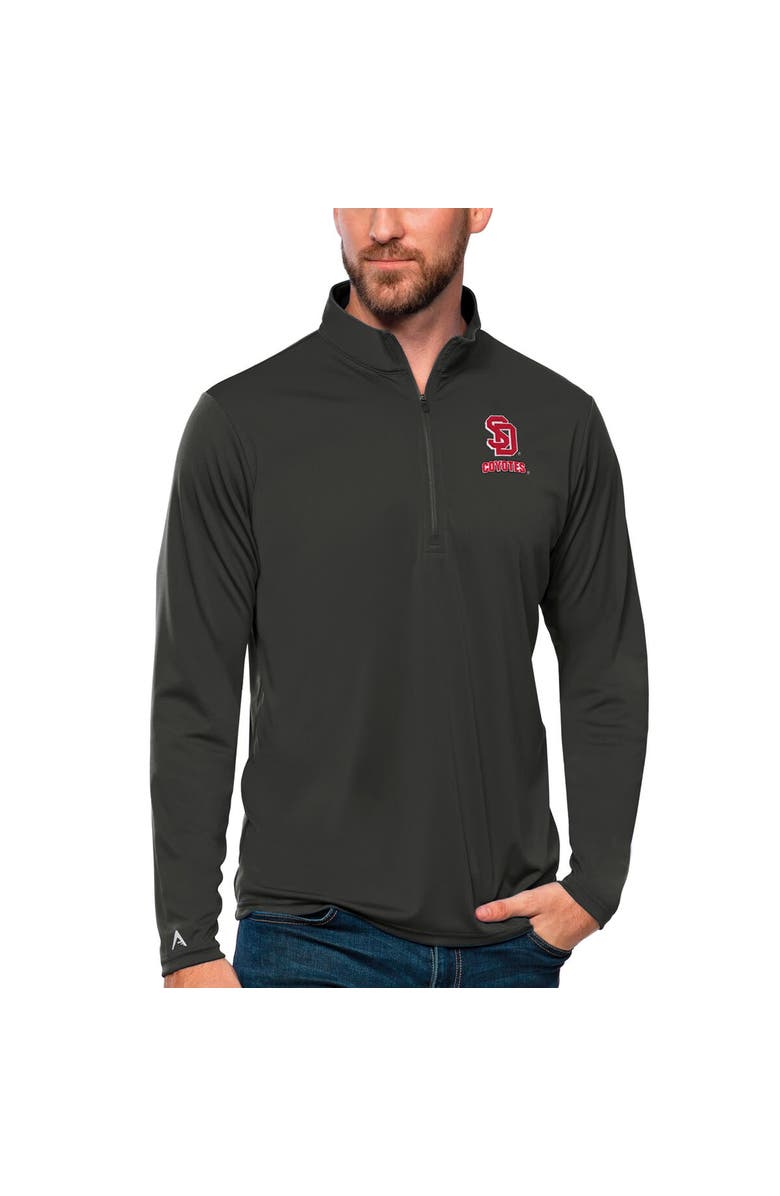 ANTIGUA Men's Antigua Charcoal South Dakota Coyotes Tribute Quarter-Zip Top, Main, color, Charcoal