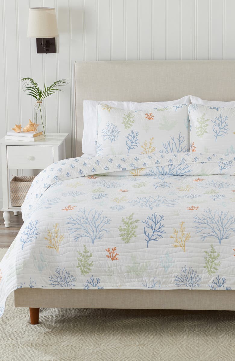 Woven & Weft Colorful Coral Quilt Set, Alternate, color, Pastel Coral