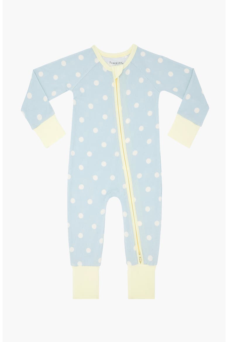 Sea Blue Polka Dot Zipper Romper, Main, color, Sea Blue Polka Dot