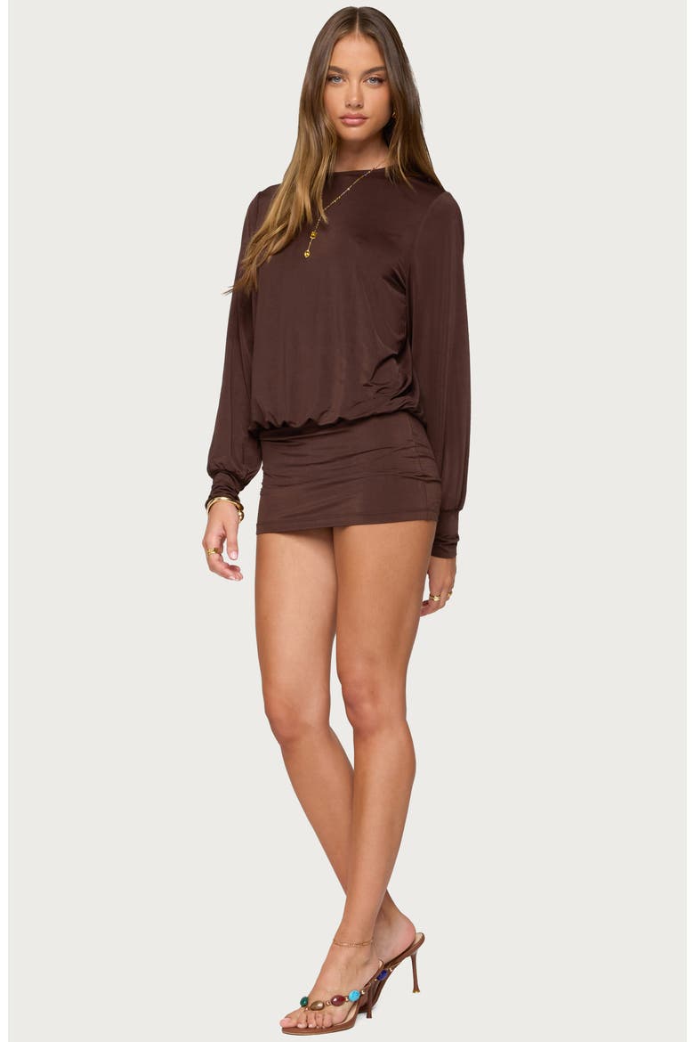 Guilia Cutout Back Long Sleeve Minidress, Alternate, color, DARK-BROWN