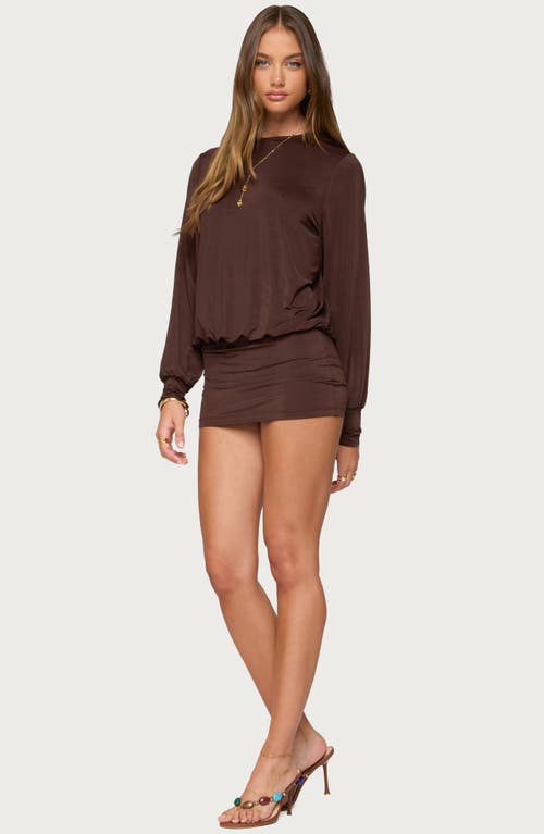 Edikted Guilia Cutout Back Long Sleeve Minidress In Brown
