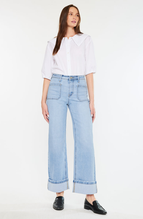 Kancan Olsen High Rise Wide Leg Jeans In Brown