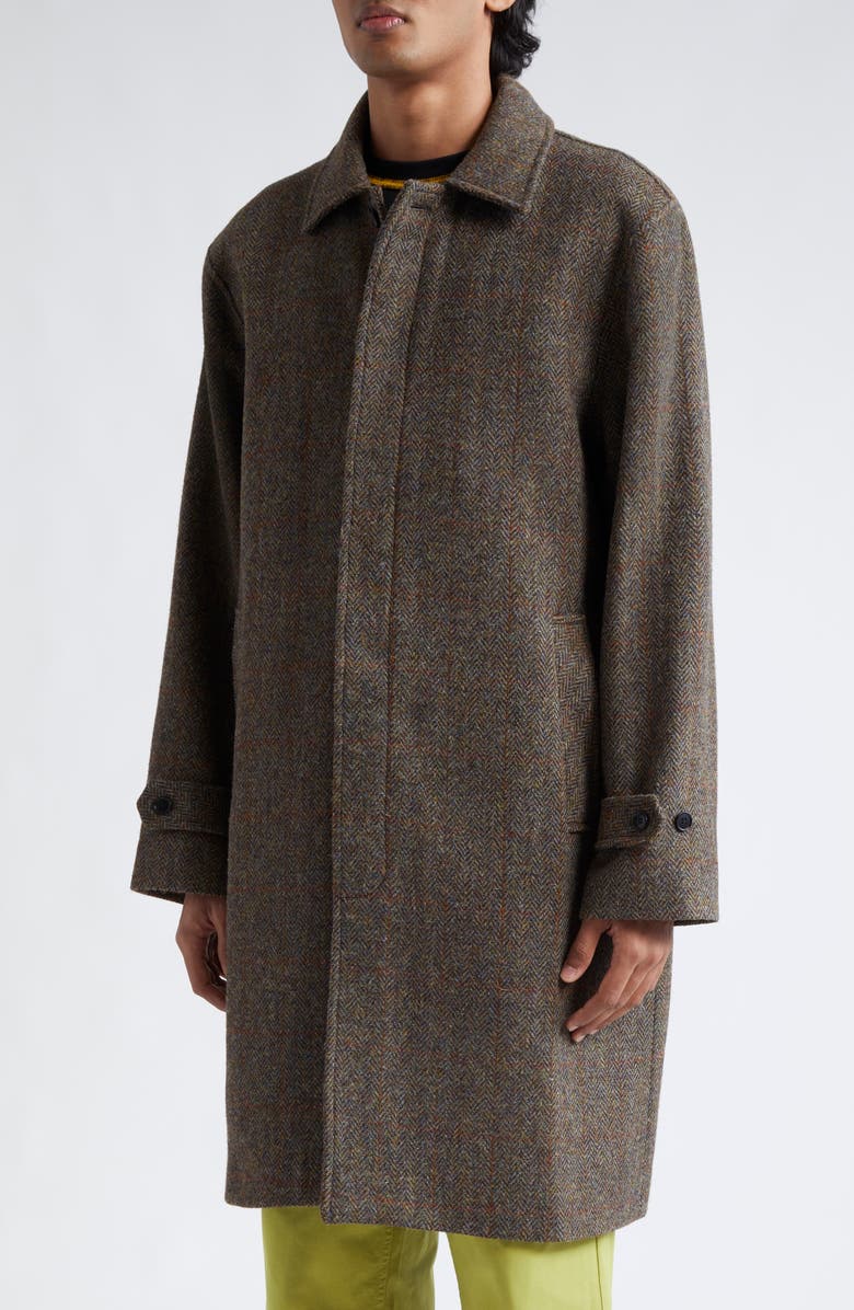 PALMES Cedric Wool Herringbone Topcoat, Alternate, color, Brown Herringbone