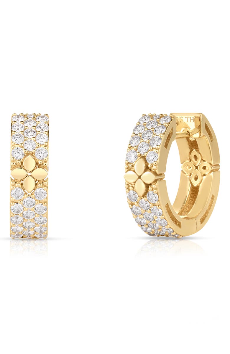 Roberto Coin Love in Verona Diamond Hoop Earrings, Main, color, Yellow Gold