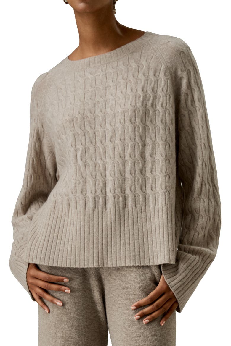 Women's Baby Cashmere Cable-knit Sweater, Main, color, Camel
