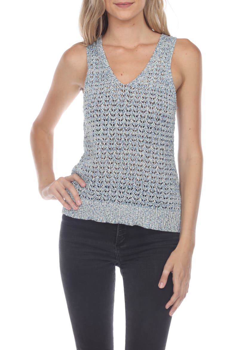 Open Knit Tank Top, Main, color, BLUE