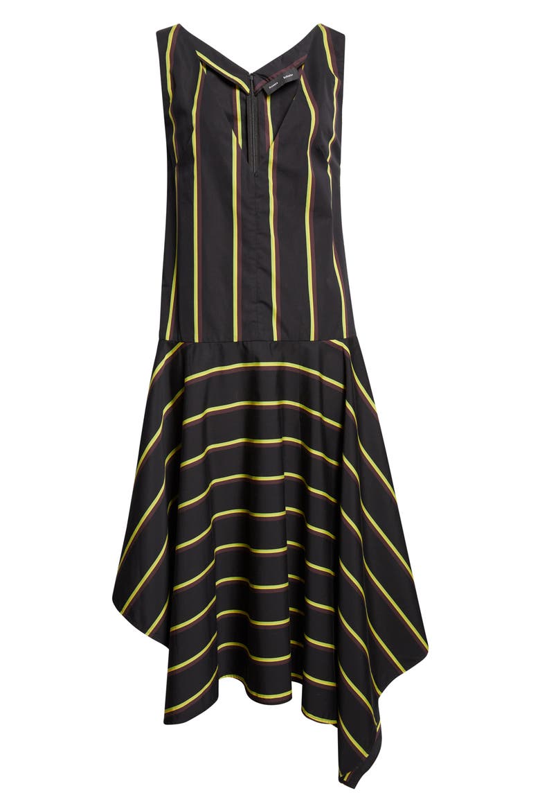 Beatriz Stripe Asymmetric Midi Dress, Alternate, color, BLACK MULTI