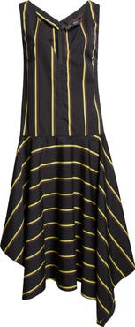 Proenza Schouler Beatriz Stripe Asymmetric Midi Dress