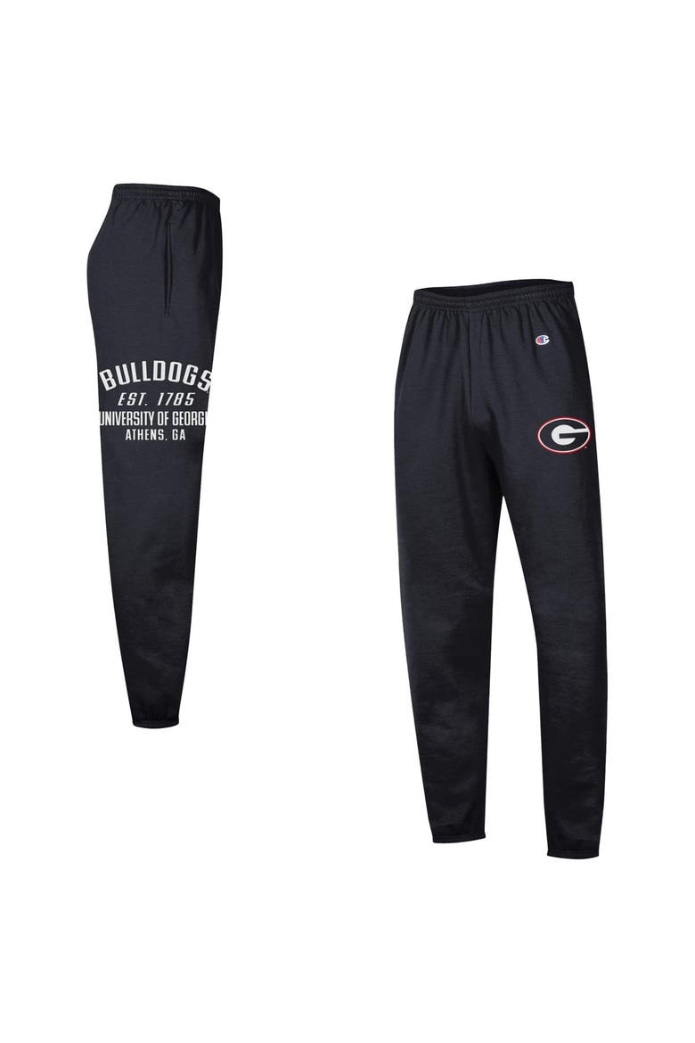 Men's Champion  Black Georgia Bulldogs Powerblend Banded Fleece Sweatpants, Main, color, Black