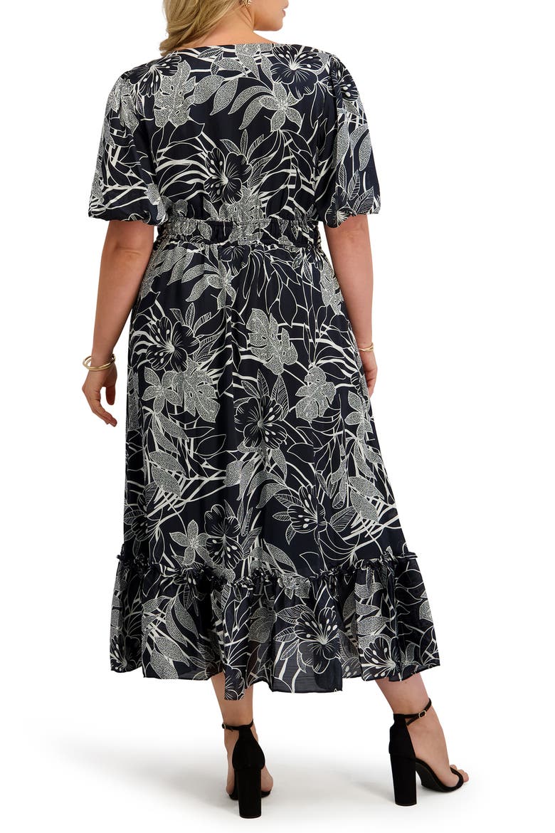 Smocked Waist Satin Yoryu Midi Dress, Alternate, color, SAGE MULTI