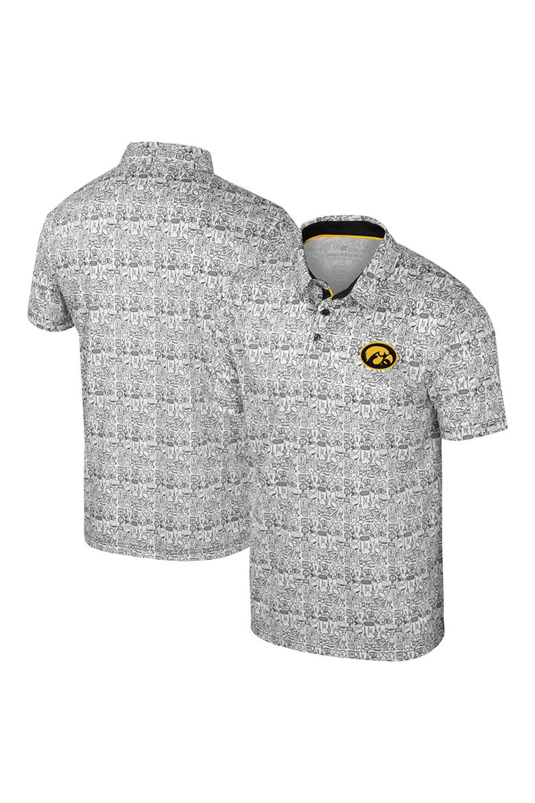 Men's Colosseum Black/White Iowa Hawkeyes Big & Tall Allover Polo, Alternate, color, Black