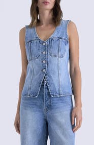 Pistola Gia Fitted Collarless Denim Vest