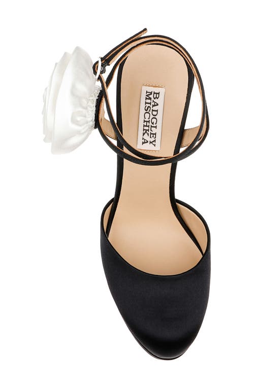 Shop Badgley Mischka Collection Janessa Ankle Strap Platform Pump In Black Satin