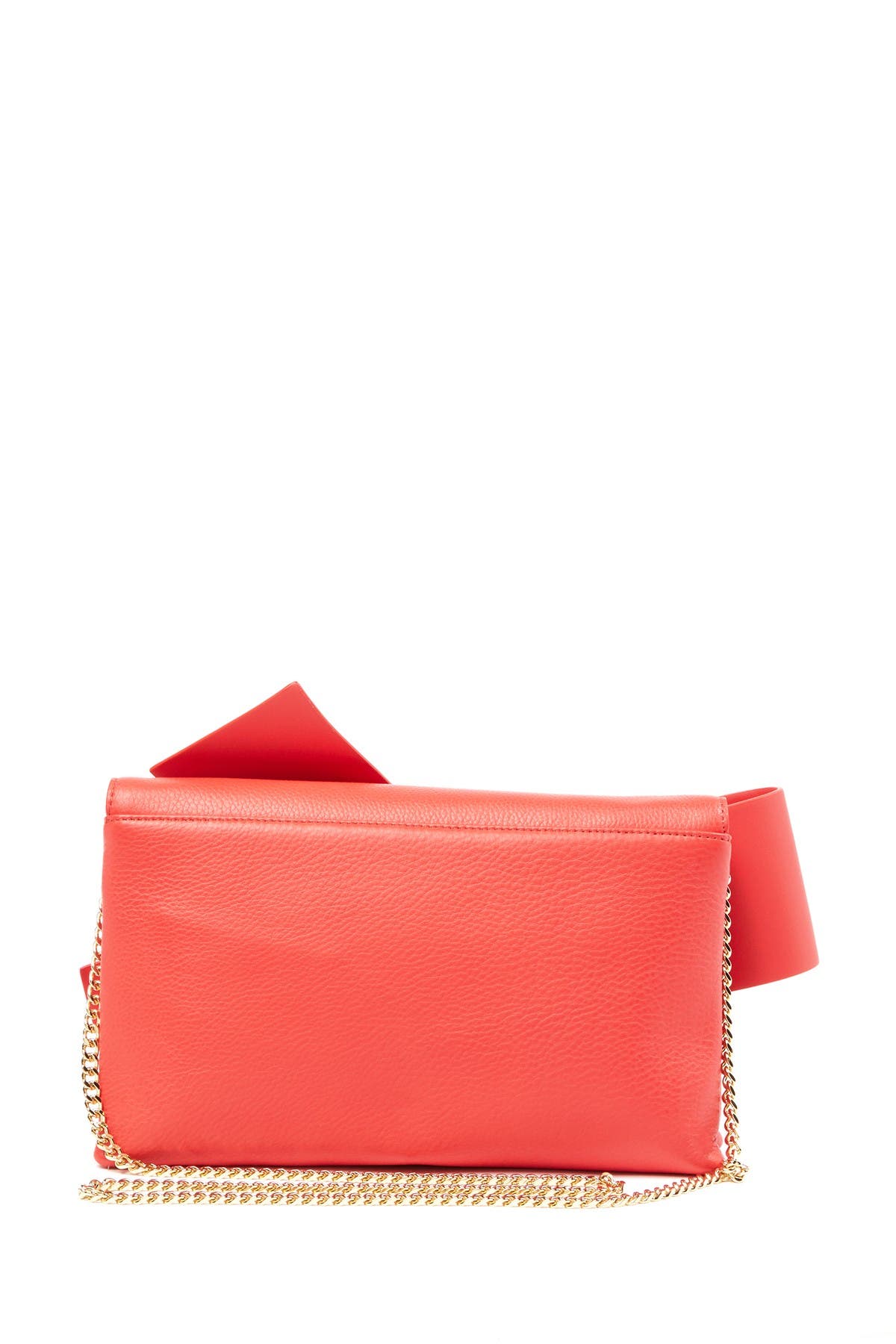 Knotted Bow Leather Clutch, Alternate, color, BRIGHT RED