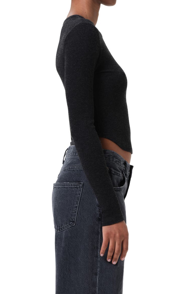 Neema Ribbed Long Sleeve T-Shirt, Alternate, color, KATNISS BLACK HEATHER