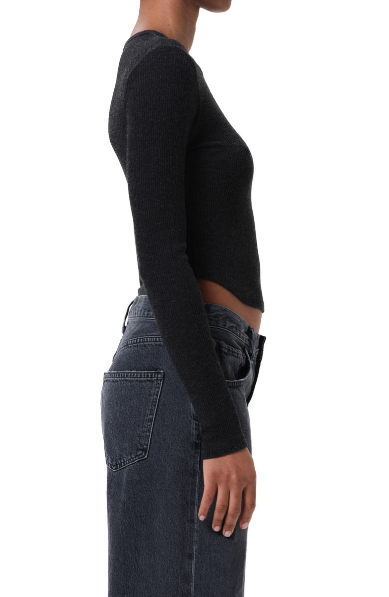 AGOLDE Neema Ribbed Long Sleeve T-Shirt, Alternate, color, Katniss Black Heather
