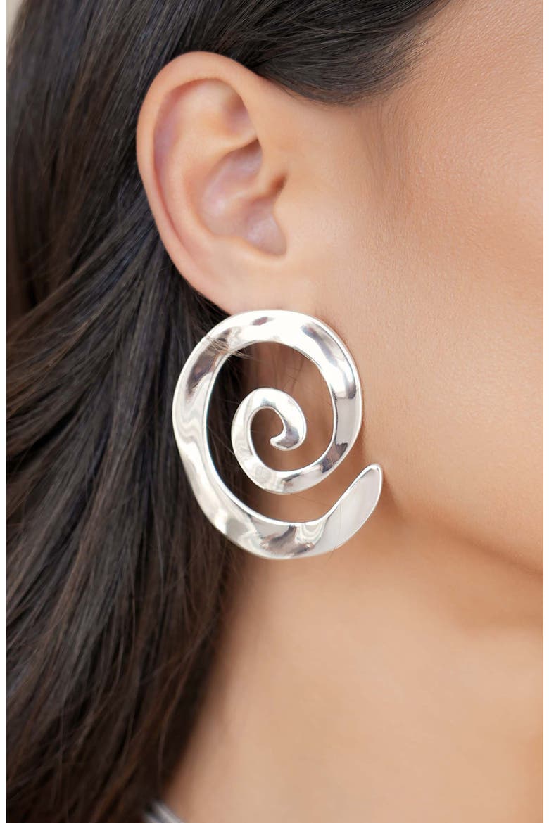 Aura Swirl Earrings, Alternate, color, SILVER