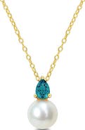 DELMAR Lab Created Alexandrite & Freshwater Pearl Pendant Necklace