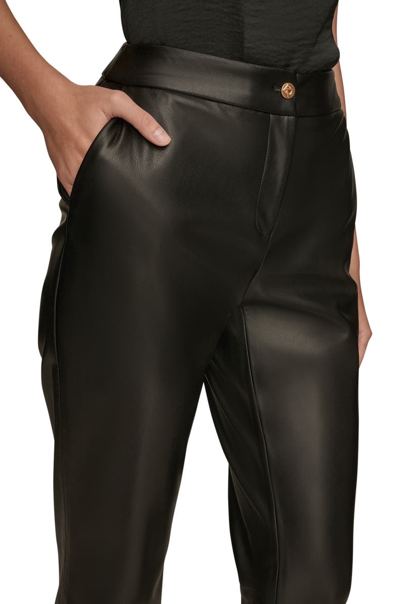 Donna Karan New York Faux Leather Ankle Slim Fit Pants, Alternate, color, Black