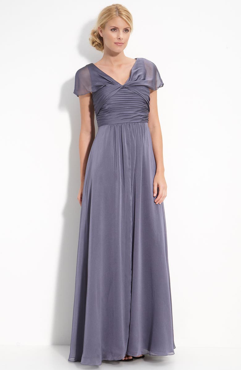 Adrianna Papell Pleat Bodice Chiffon Gown, Main, color,