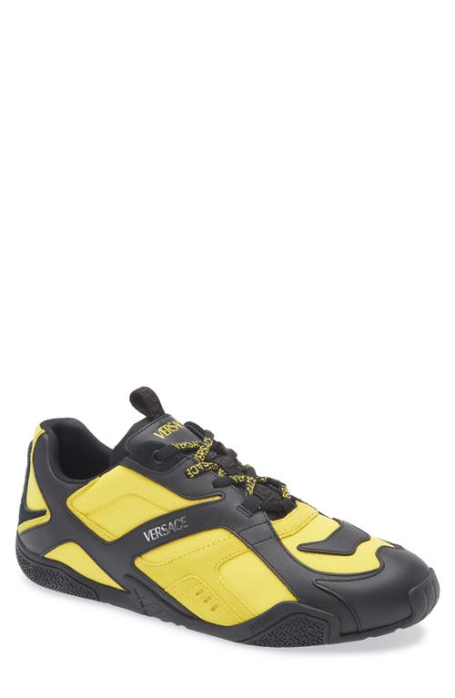 Versace Logo Sneaker In Yellow Black