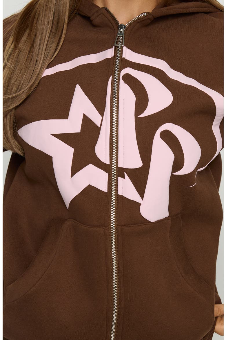 Stargirl Front Zip Hoodie, Alternate, color, BROWN