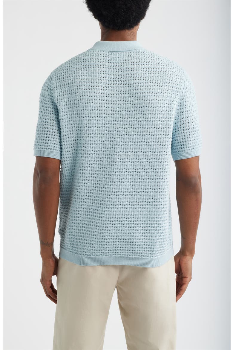 Texture Knit Polo Top, Alternate, color, BLUE WINTER