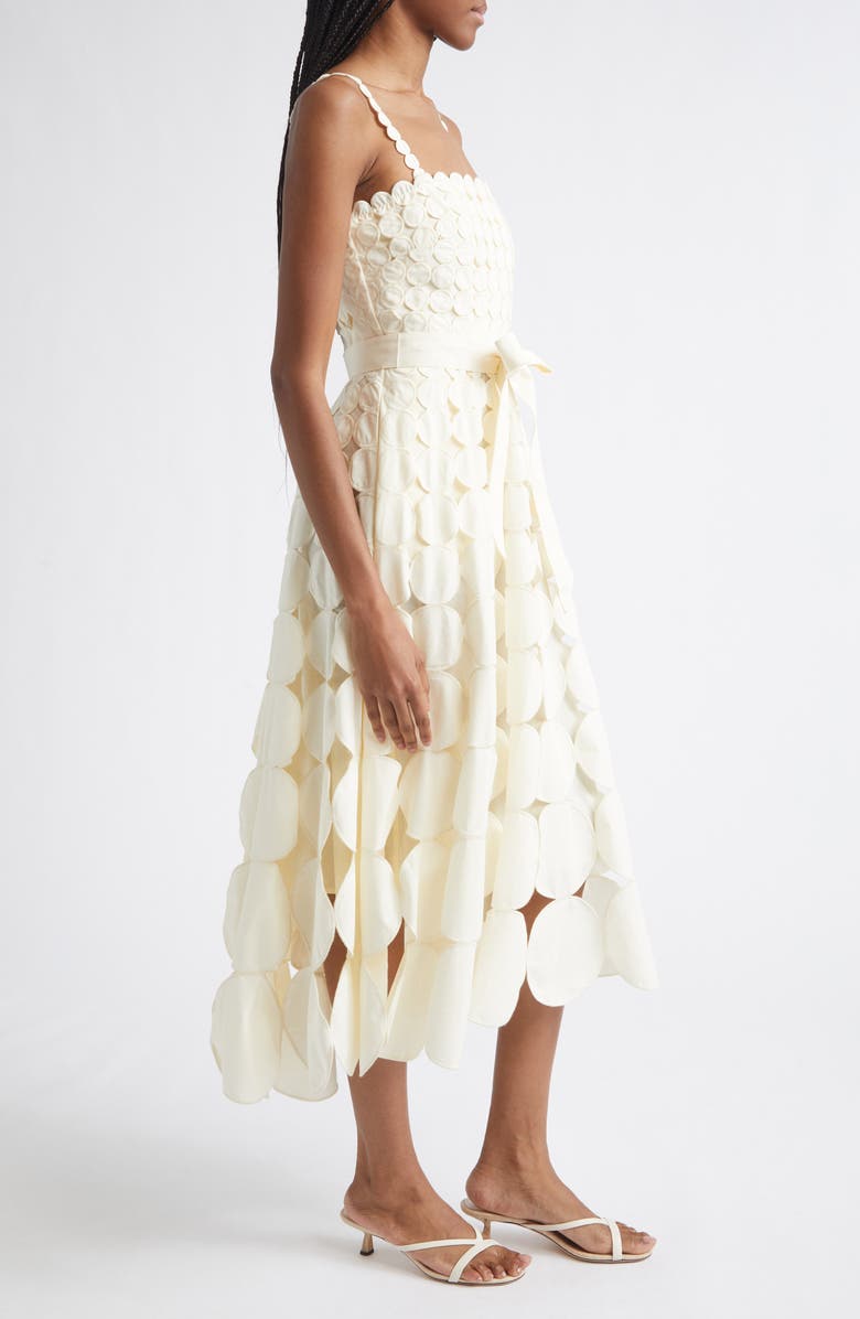 Reiss Gigi Cutout High Low Midi Dress, Alternate, color, Cream