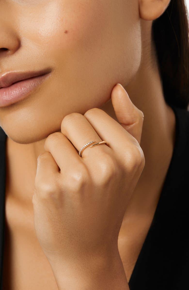 Ana Luisa Oren Cubic Zirconia Bypass Ring, Alternate, color, Gold / Clear