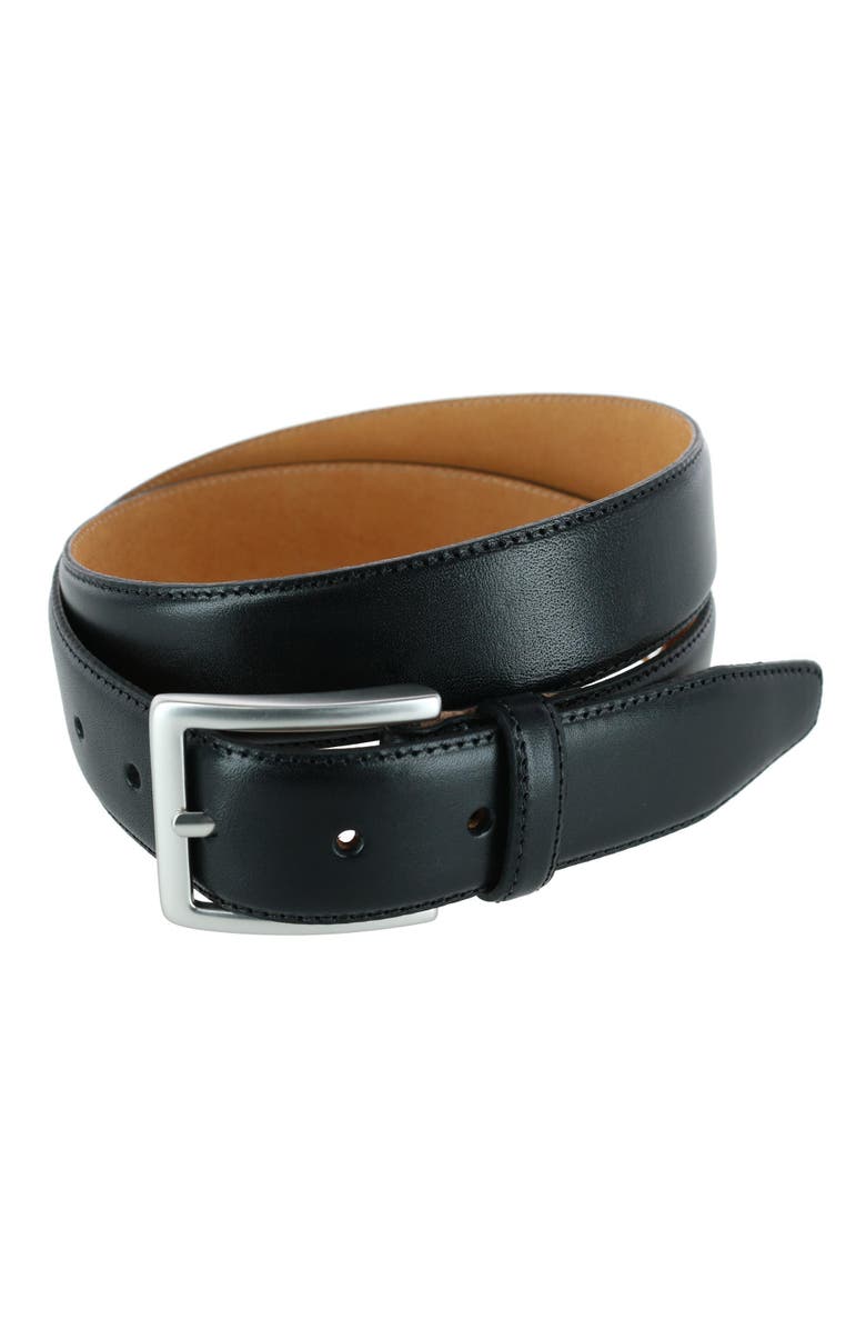 Trafalgar Orion Smooth Calfskin 35mm Dress Belt, Main, color, Black