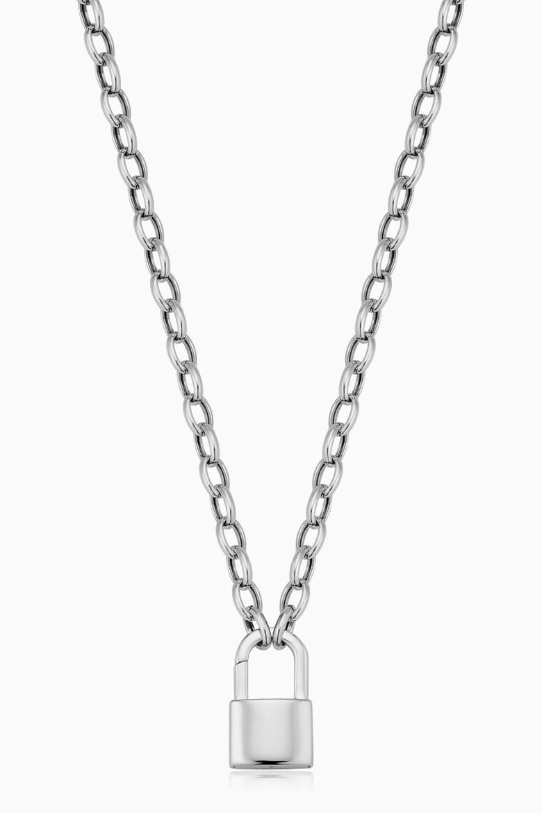 Sterling Silver Lock it Up Connector Clasp Necklace, Main, color, Silver