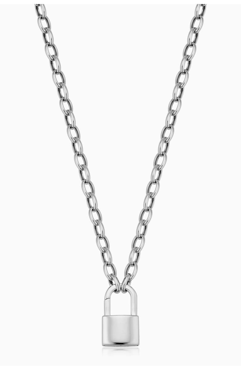 Oradina Sterling Silver Lock it Up Connector Clasp Necklace, Main, color, Silver