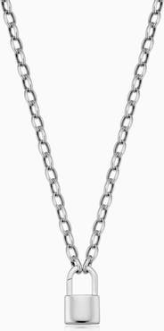 Oradina Sterling Silver Lock it Up Connector Clasp Necklace