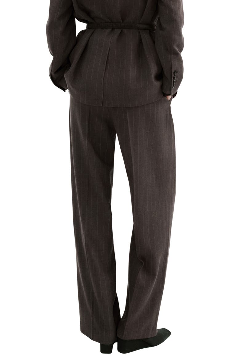 Pleated Pinstripe Suit Pants, Alternate, color, CHOCOLATE