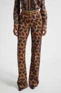 Etro Animal Print Stretch Denim Bootcut Jeans