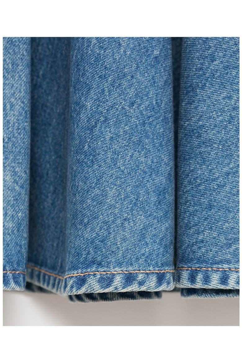 Pleated Denim Skirt, Alternate, color, MEDIUM BLUE