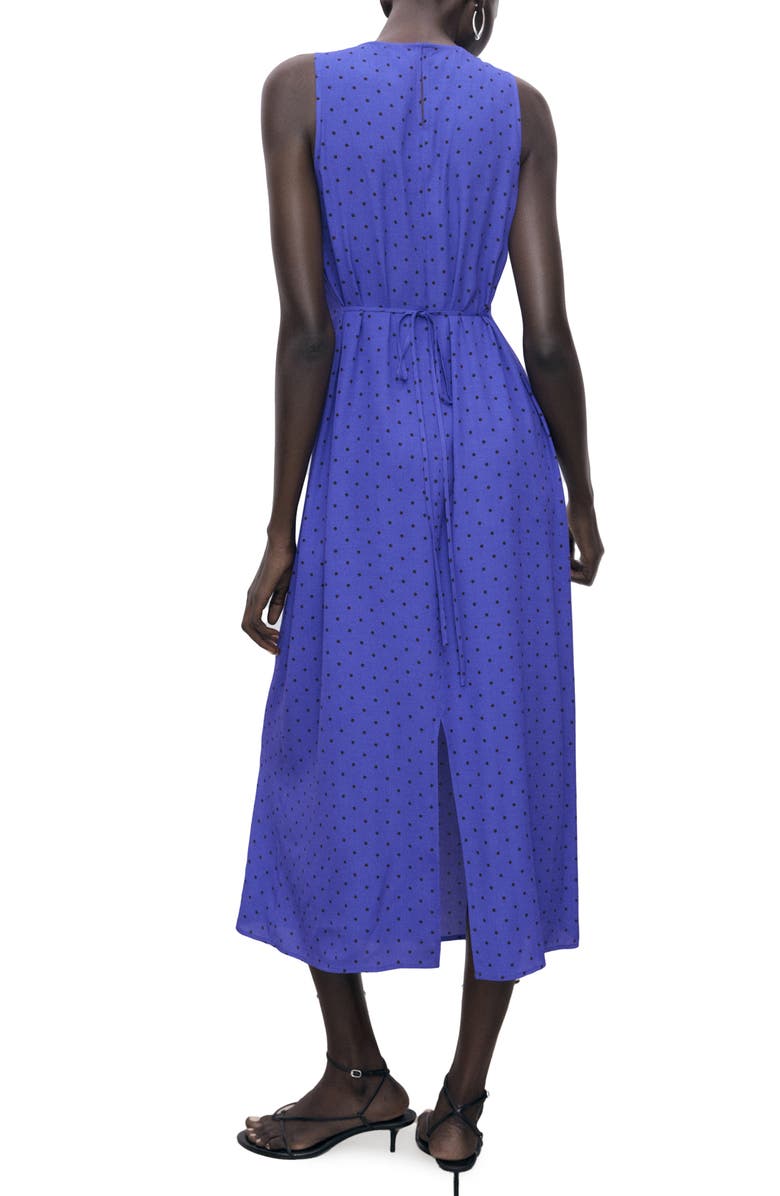 MANGO Polka Dot Sleeveless Midi Dress, Alternate, color, Blue