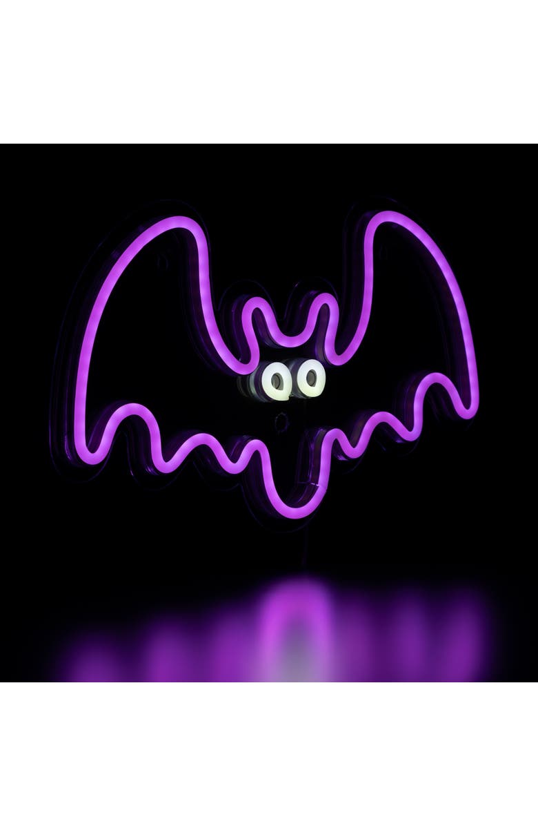 Northlight LED Neon Lighted Halloween Bat Wall or Window Decoration - 15" - Purple, Alternate, color, 