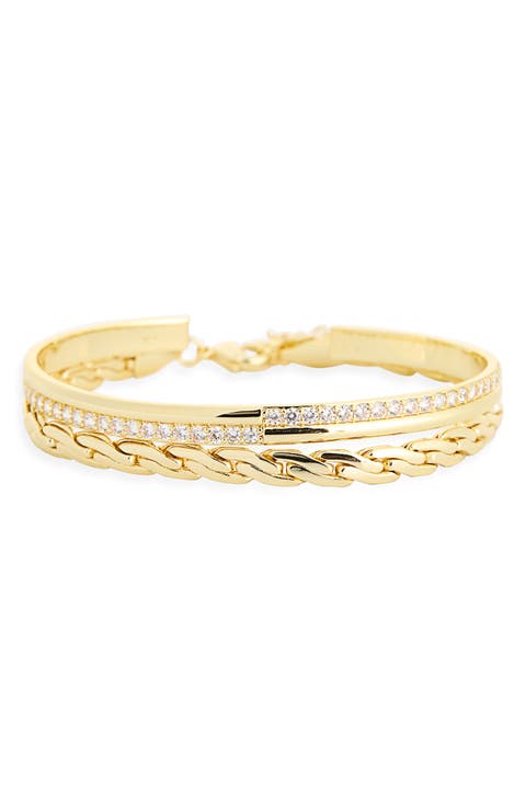 Twisted Link Cubic Zirconia Bangle Set
