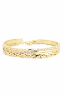 Twisted Link Cubic Zirconia Bangle Set