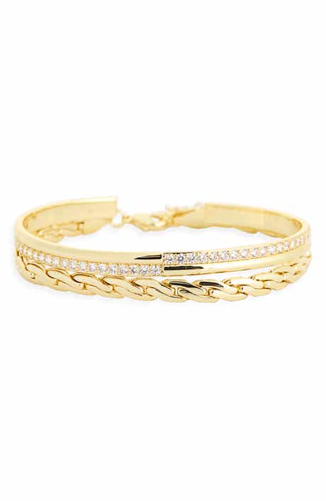 Twisted Link Cubic Zirconia Bangle Set