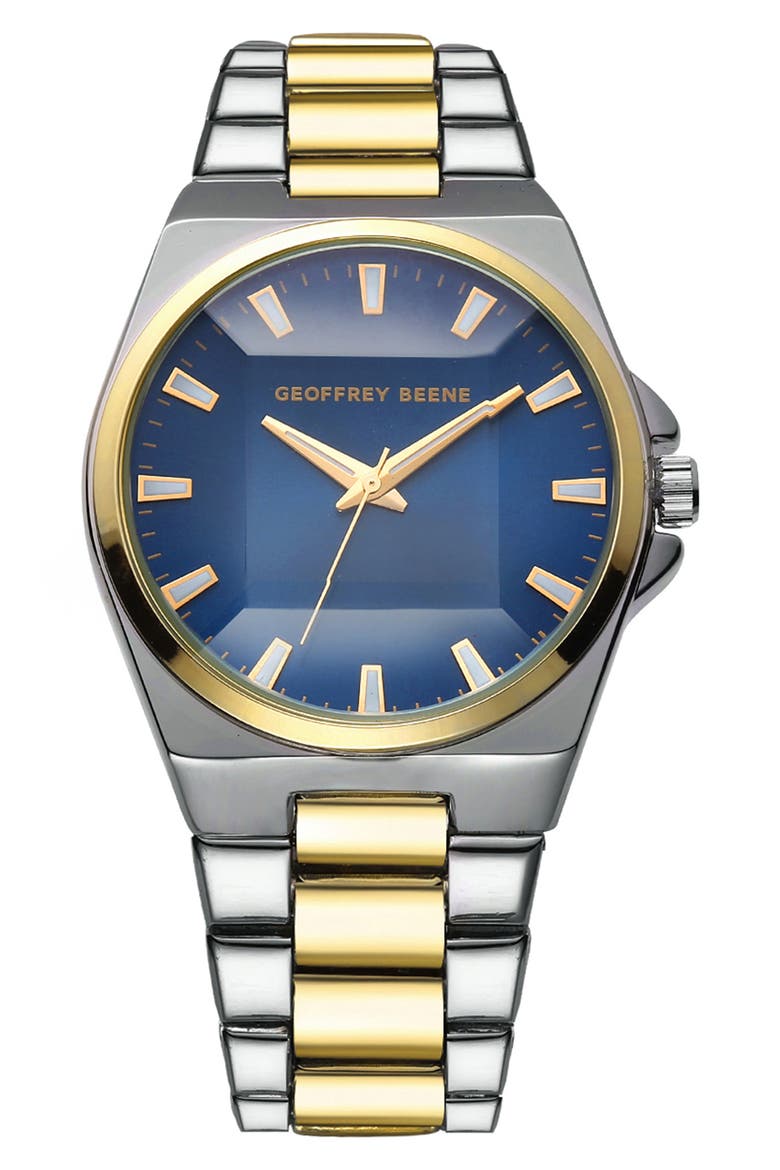 Faceted Glass Two-Tone Bracelet Watch, 41mm, Main, color, GOLD/ BLUE