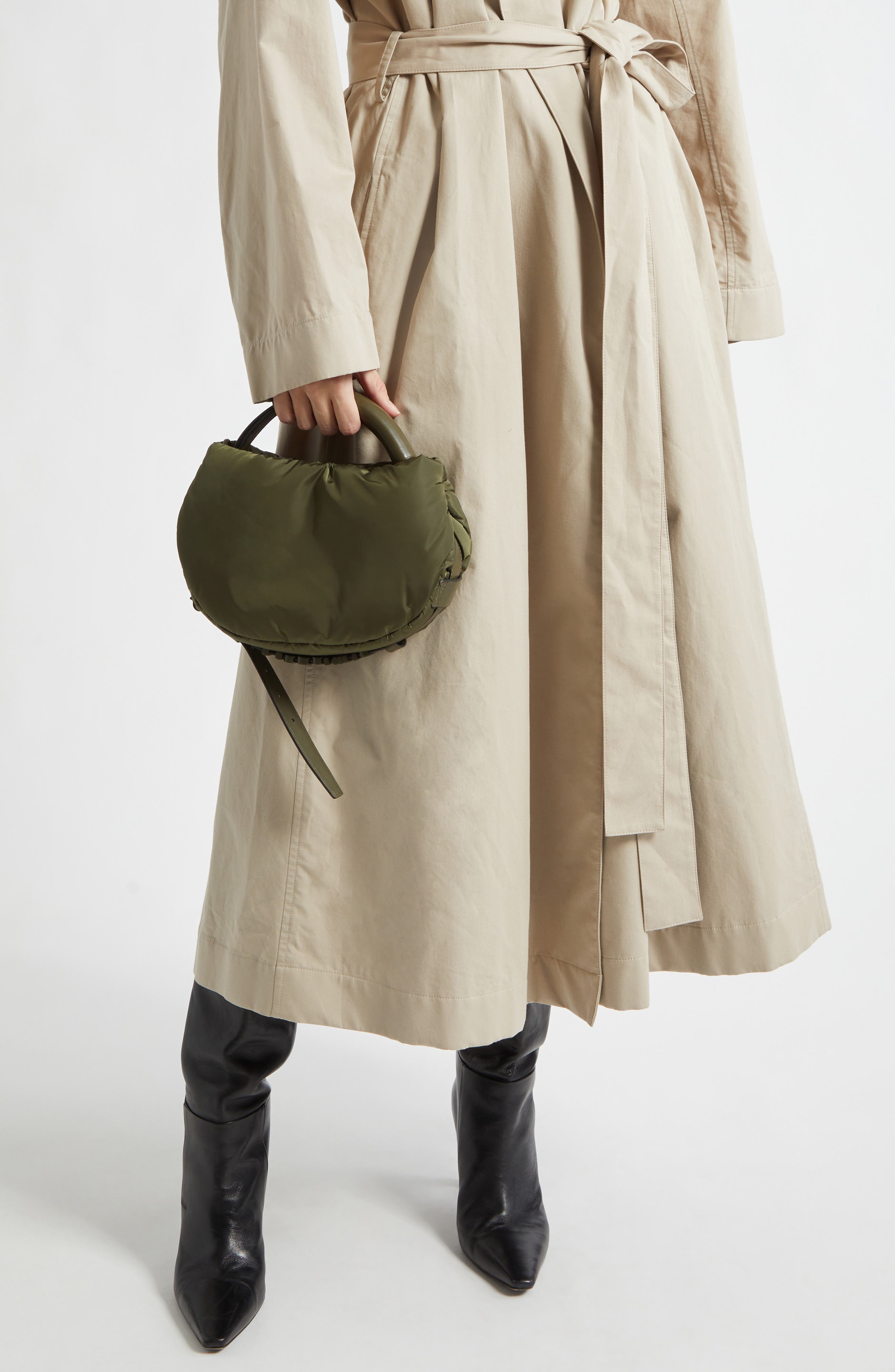 Moschino Handle Me Nylon Shoulder Bag, Alternate, color, Military Green 85B On2