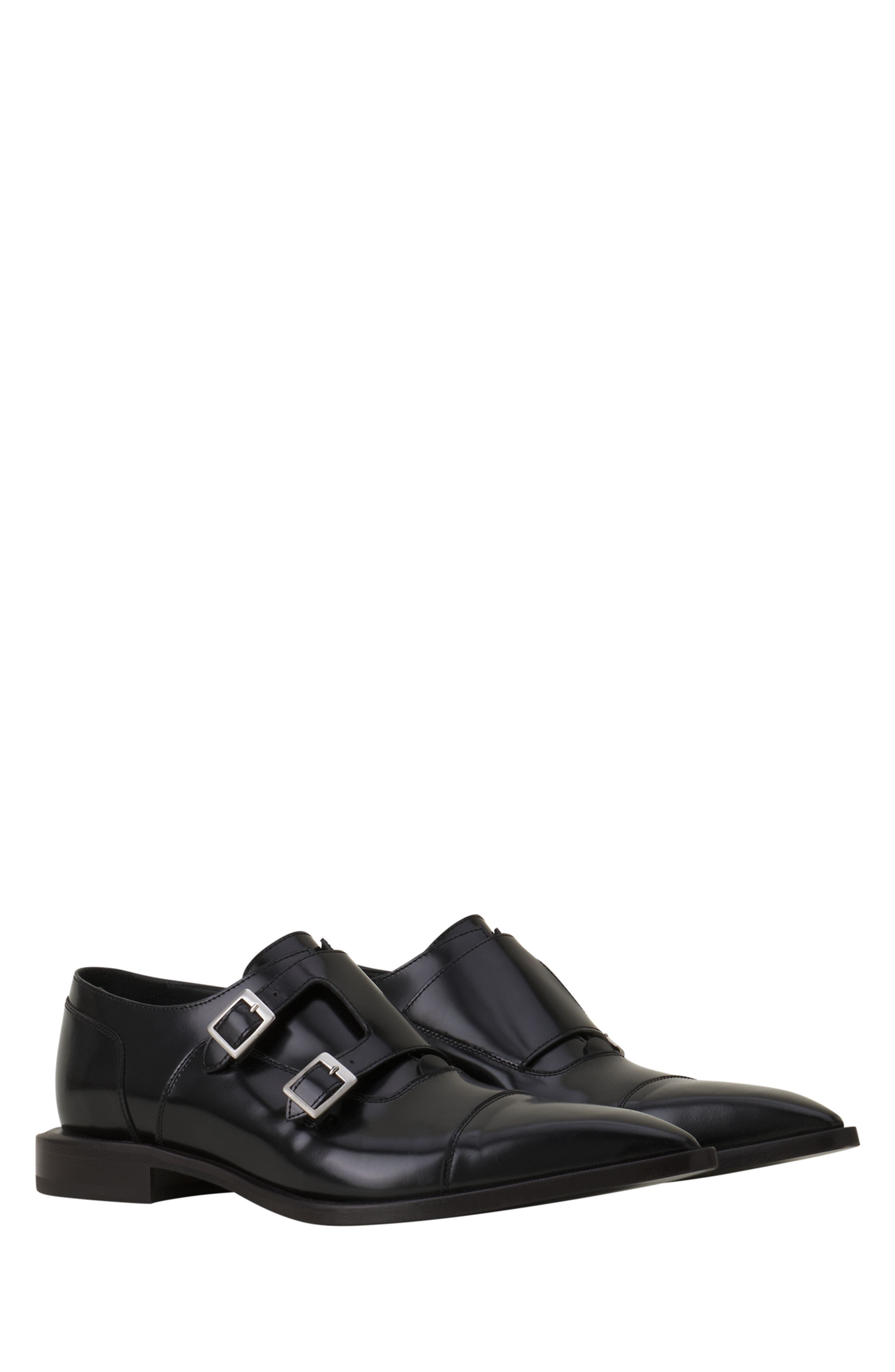 Lanvin Monk Shoes In Glossy Leather, Alternate, color, Black