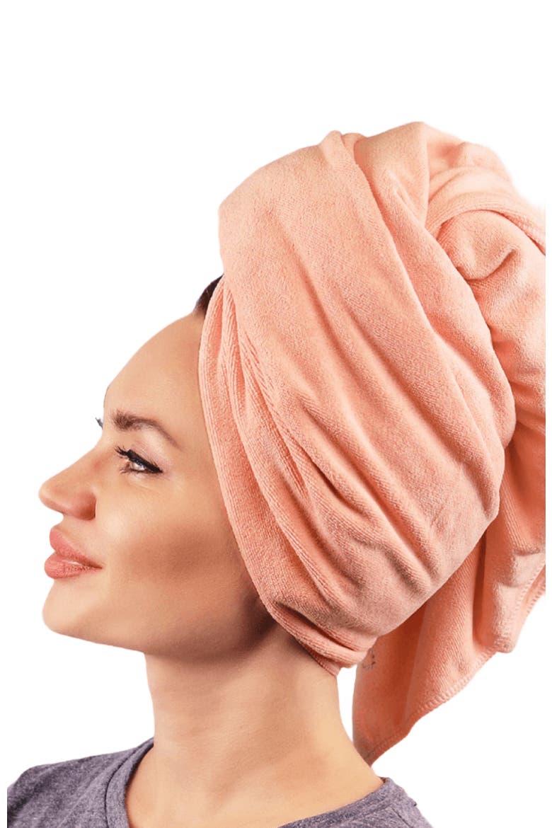 Microfiber Hair Towel, Alternate, color, Coral