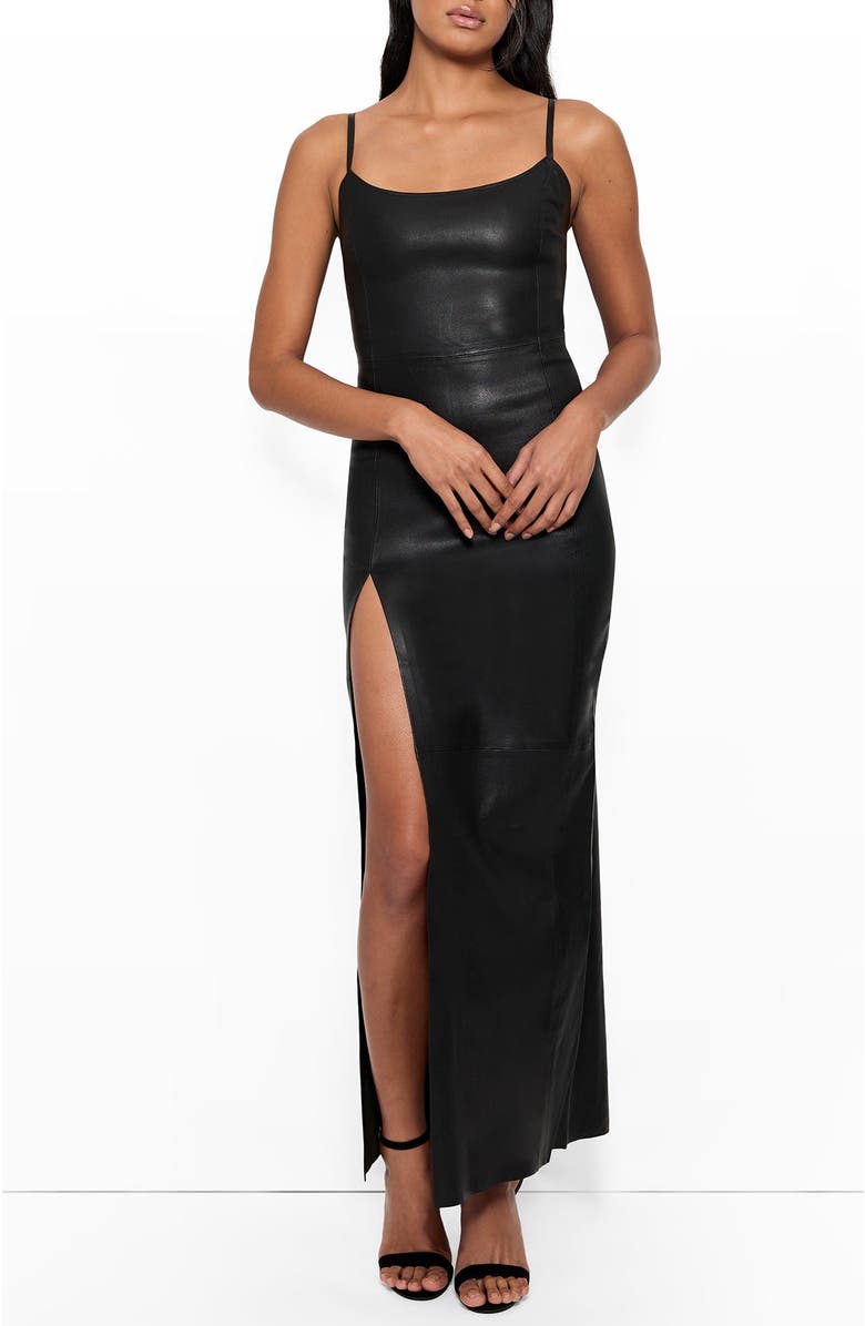 AS by DF Aphrodite Stretch Leather Dress, Main, color, Black